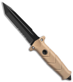 TB Outdoor Vengeur Survival Tanto Fixed Blade Knife Tan Polymer (5" Black)