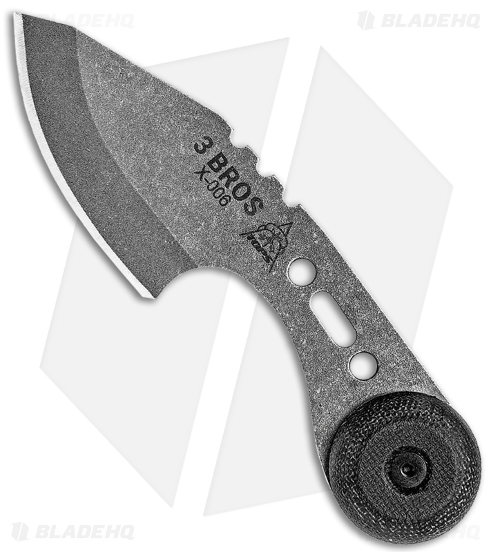 TOPS 3 Bros Hunter Fixed Blade Neck Knife Black Micarta (2.2" Tumbled) 