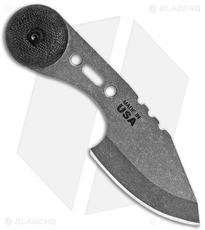 TOPS 3 Bros Hunter Fixed Blade Neck Knife Black Micarta (2.2" Tumbled) 