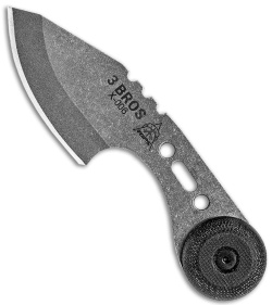 TOPS 3 Bros Hunter Fixed Blade Neck Knife Black Micarta (2.2" Tumbled) 