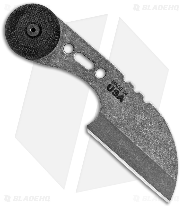 TOPS 3 Bros Fixed Blade Sheepsfoot Neck Knife Black Micarta (2.2" Tumbled) 