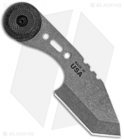TOPS 3 Bros Fixed Blade Tanto Neck Knife Black Micarta (2.2" Tumbled) 