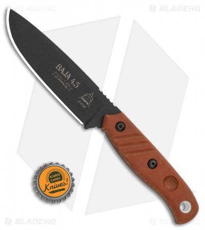 TOPS Knives Baja 4.5 Reserve Edition Fixed Blade Brown Micarta (4.9" Black)