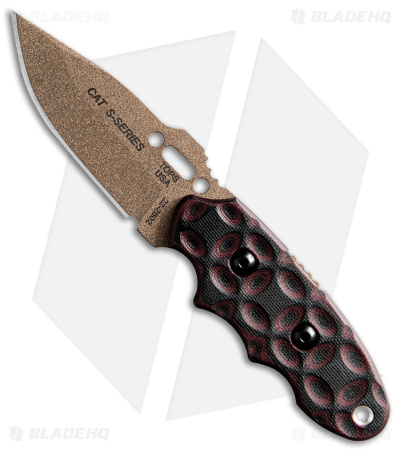 TOPS Knives C.A.T. S-Series Fixed Blade Knife Black/Red G-10 (3.25" Tan)