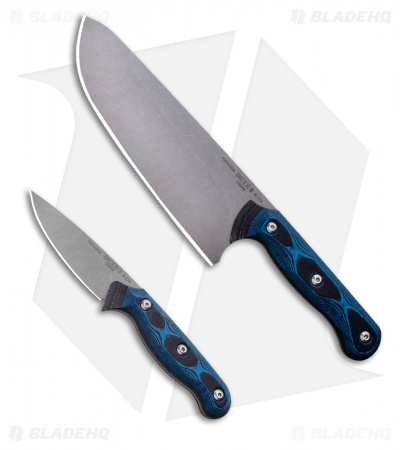 TOPS Knives Dicer 3 & 8 Kitchen Knife Combo Black/Blue G10 (Stonewash)