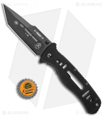 TOPS/Fox Knives Thunder Hawk Frame Lock Knife Black G-10 (3.8" Black Tanto)