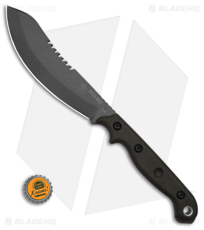 TOPS Knives Brush Wolf Fixed Blade Knife Green Canvas Micarta (6.5" Tungsten)