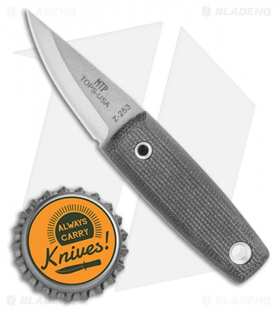TOPS Mini Tanimboca Puukko Fixed Blade Neck Knife Micarta (1.625" Gray)