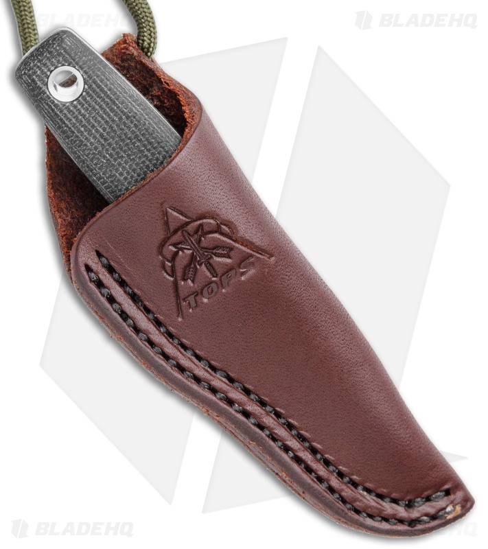 TOPS Mini Tanimboca Puukko Fixed Blade Neck Knife Micarta (1.625" Gray)