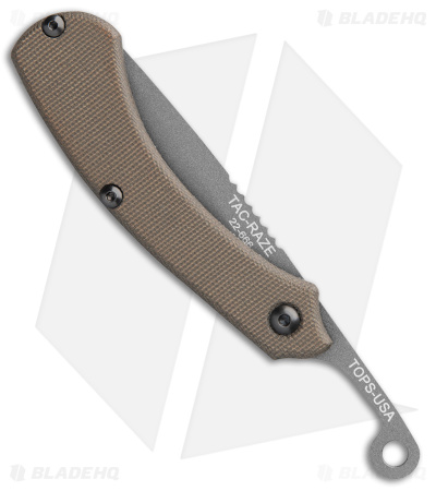 TOPS Tac-Raze  Friction Lock Knife Green Canvas Micarta (3.25" Gray Tungsten)