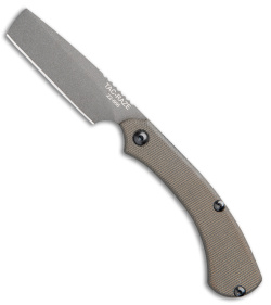 TOPS Tac-Raze  Friction Lock Knife Green Canvas Micarta (3.25" Gray Tungsten)