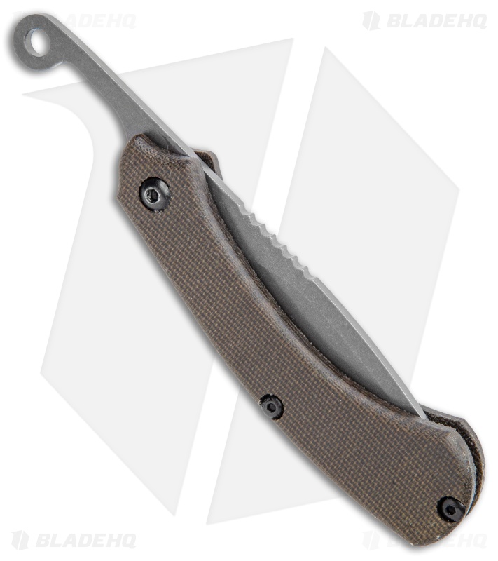 TOPS Knives Tac-Raze 4 Folding Knife Green Micarta (3.25" Gray) TRAZ-04
