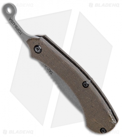 TOPS Knives Tac-Raze 4 Folding Knife Green Micarta (3.25" Gray) TRAZ-04