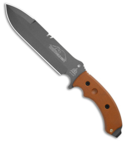 TOPS Tahoma Field Knife Brown Canvas Micarta (8.4" Gray 1095)