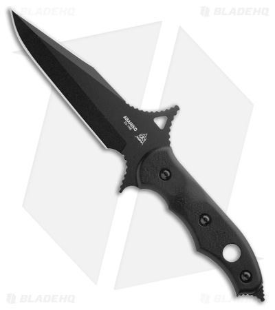 TOPS Knives Abaniko Fixed Blade Knife Black G-10 (6.4" Black Traction Coating)