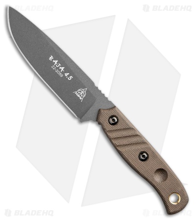 TOPS Knives Baja 4.5 Fixed Blade Knife Green Micarta (4.9" Tungsten Cerakote)