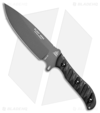 TOPS Knives Silent Hero Fixed Blade Knife Black Tread Micarta (6.5