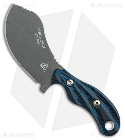 TOPS Quick Skin Fixed Blade Knife Black/Blue (3.5" Tungsten Cerakote)