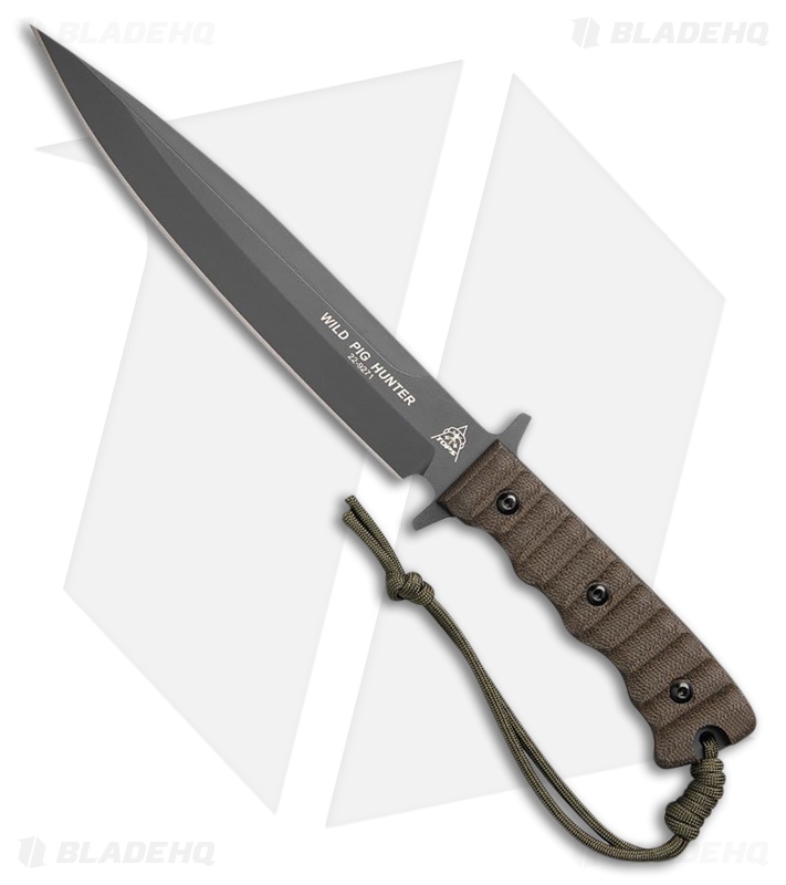 TOPS Knives Wild Pig Hunter Fixed Blade Knife OD Green (8" Sniper Gray) 
