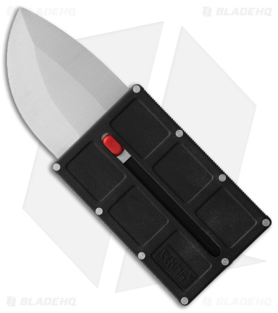 Tekna Security Card Double-Edge OTF Button Lock Knife Black Resin (2.4" SS) 