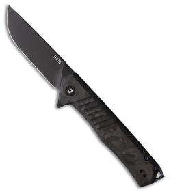 Tekto Knives F1 Alpha Liner Lock Knife Forged CF/Blue Accents (3.1" Black)