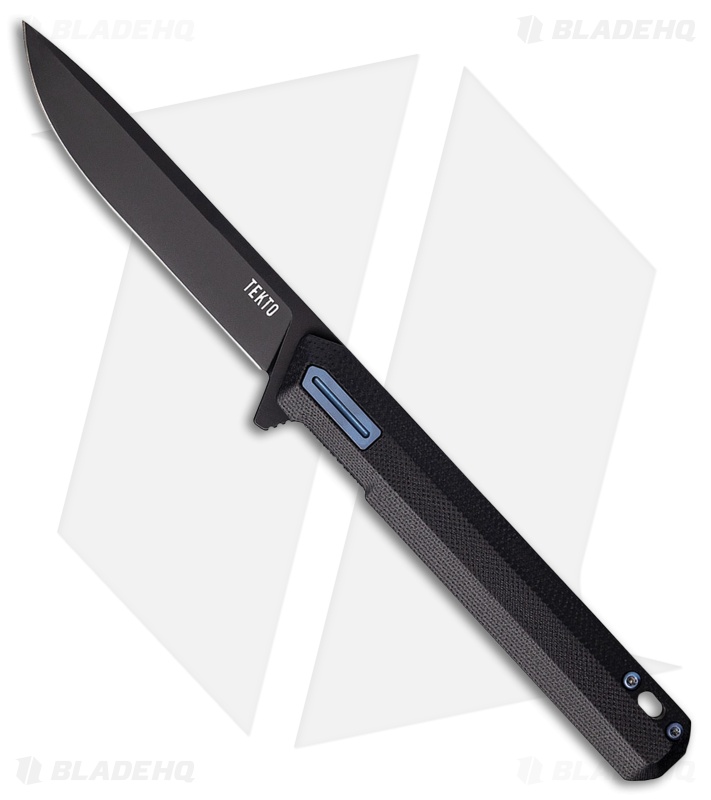 Tekto Knives F2 Bravo Liner Lock Knife Black G-10/Blue Accents (3.3" Black)