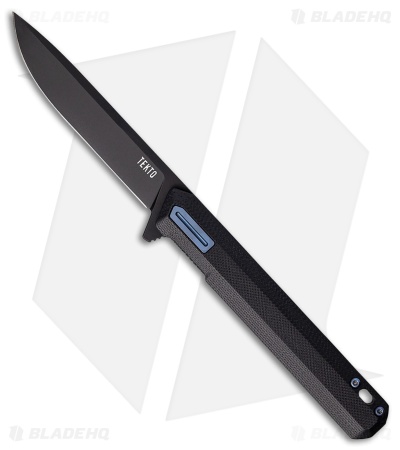 Tekto Knives F2 Bravo Liner Lock Knife Black G-10/Blue Accents (3.3" Black)