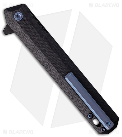 Tekto Knives F2 Bravo Liner Lock Knife Black G-10/Blue Accents (3.3" Black)