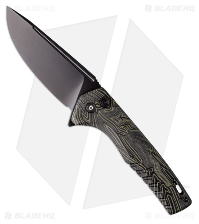 Tekto Knives F3 Charlie Button Lock Knife Damascus G-10 (3.8" Black)