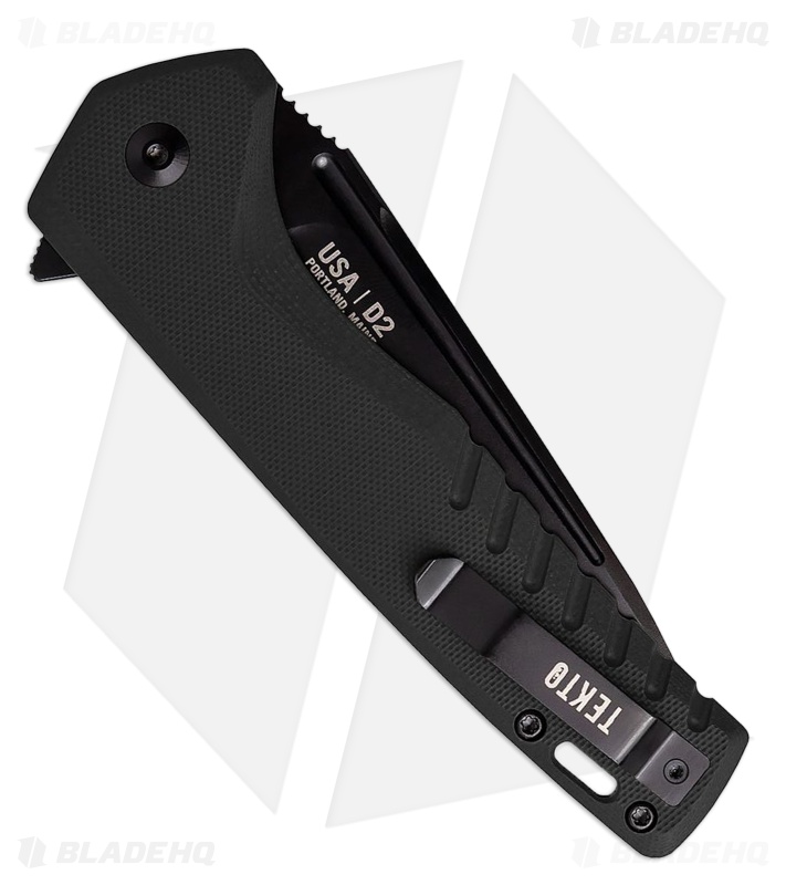 Tekto Knives F3 Charlie Button Lock Knife Black G-10 (3.8" Black)