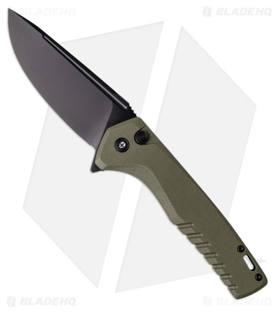 Tekto Knives F3 Charlie Button Lock Knife OD Green G-10 (3.8" Black)