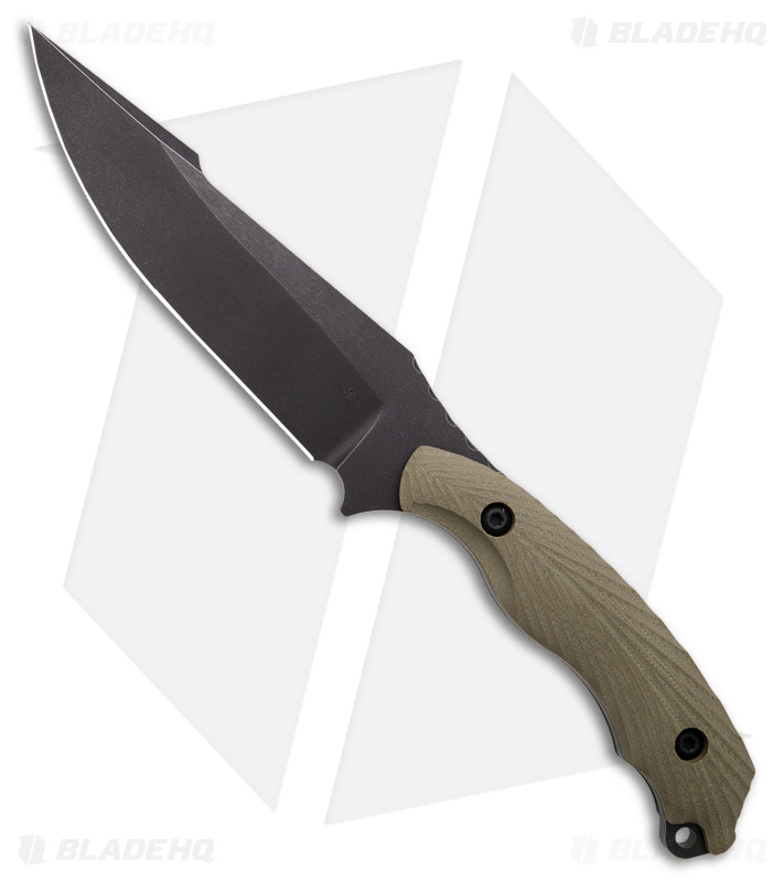 Toor Knives Raven Fixed Blade Knife Covert Green G-10 (5.5" Black)