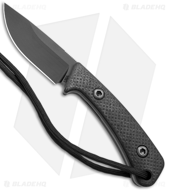Treeman Knives EDC Black Ops Fixed Blade Knife Black G-10 (3.1" Black)