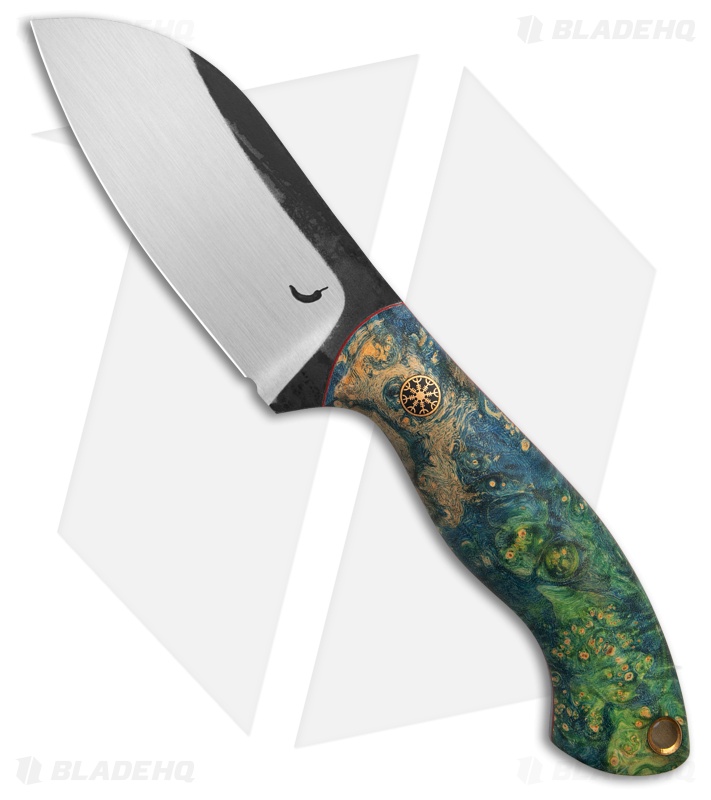 Trollsky Custom Knives Trapper Fixed Blade Knife Maple Burl (4.3" Satin)