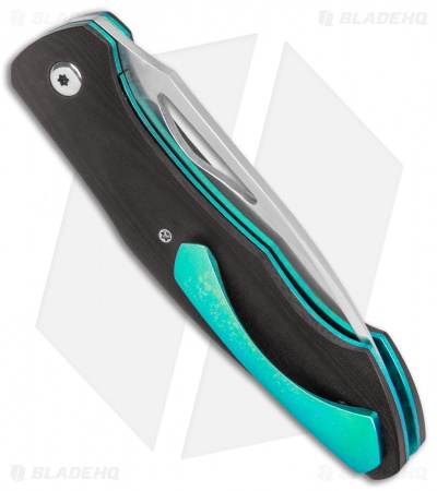 Tuch Coho Liner Lock Knife Dark Burgundy Micarta w/ Green Liners (3.5" Satin)