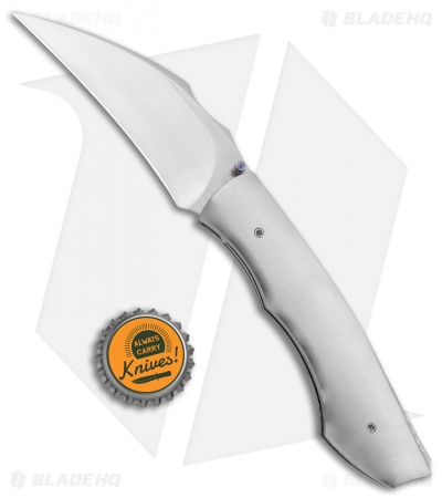 Tuch Titanium Liner Lock Knife Blue Pocket Clip (3.25" Satin)