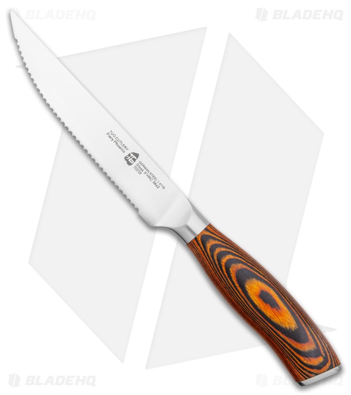 Tuo Cutlery Fiery Phoenix Steak 4-Piece Steak Kitchen Knife Set Black/Orange