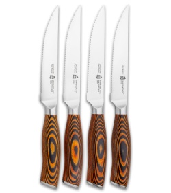 Tuo Cutlery Fiery Phoenix Steak 4-Piece Steak Kitchen Knife Set Black/Orange