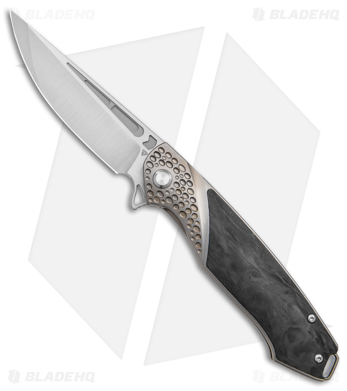 TuyaKnife Kingsman 2 Frame Lock Knife Marble Carbon Fiber (3.5" Satin)