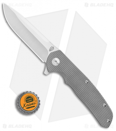 Ultimate Defense Knives Pioneer Flipper Knife Grooved Ti (3.8" Satin)