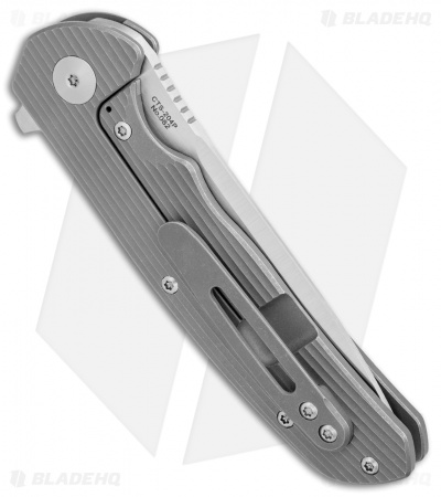 Ultimate Defense Knives Pioneer Flipper Knife Grooved Ti (3.8" Satin)