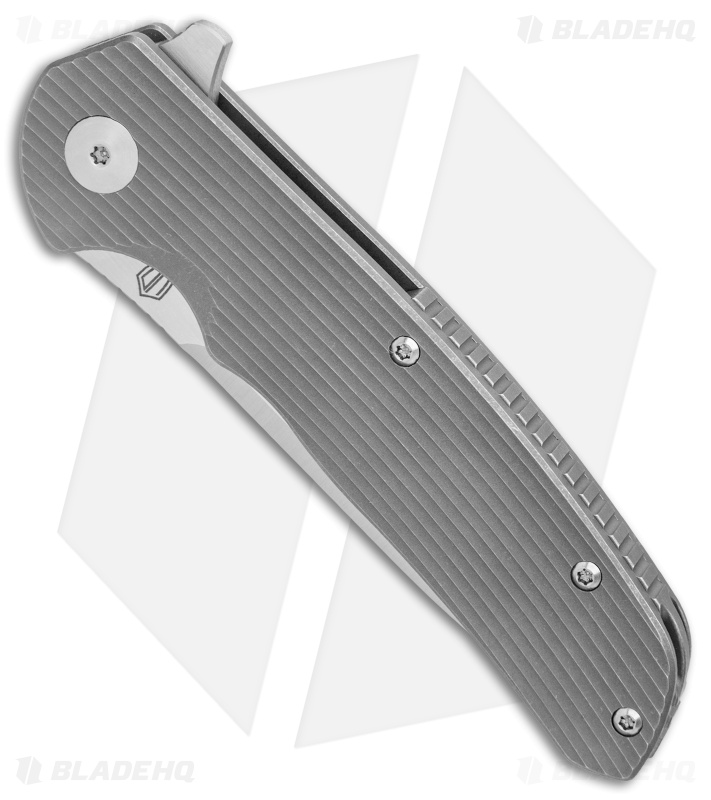 Ultimate Defense Knives Pioneer Flipper Knife Grooved Ti (3.8" Satin)