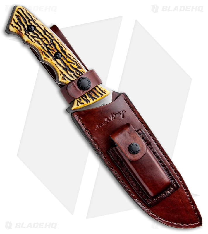 Uncle Henry Hunting Fixed Blade Knife Sim Stag (6.5" Satin) 1085939