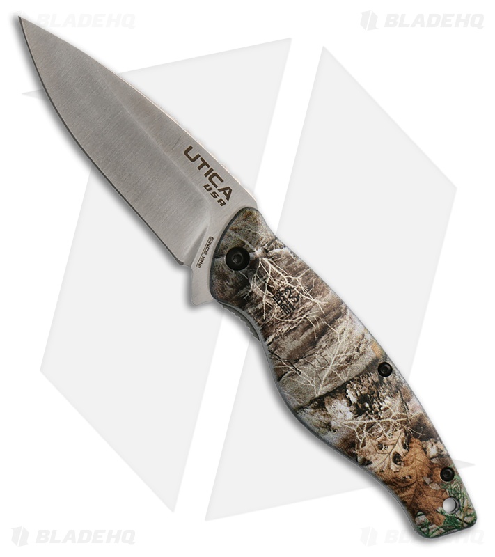 Utica Cutlery Co. Mountain Timber IV Liner Lock Knife Camo Polymer (3.5" Satin)