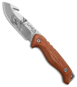 Utica Shoehorn Elk II Fixed Blade Knife Pakkawood w/ Gut Hook (3.8" Satin)