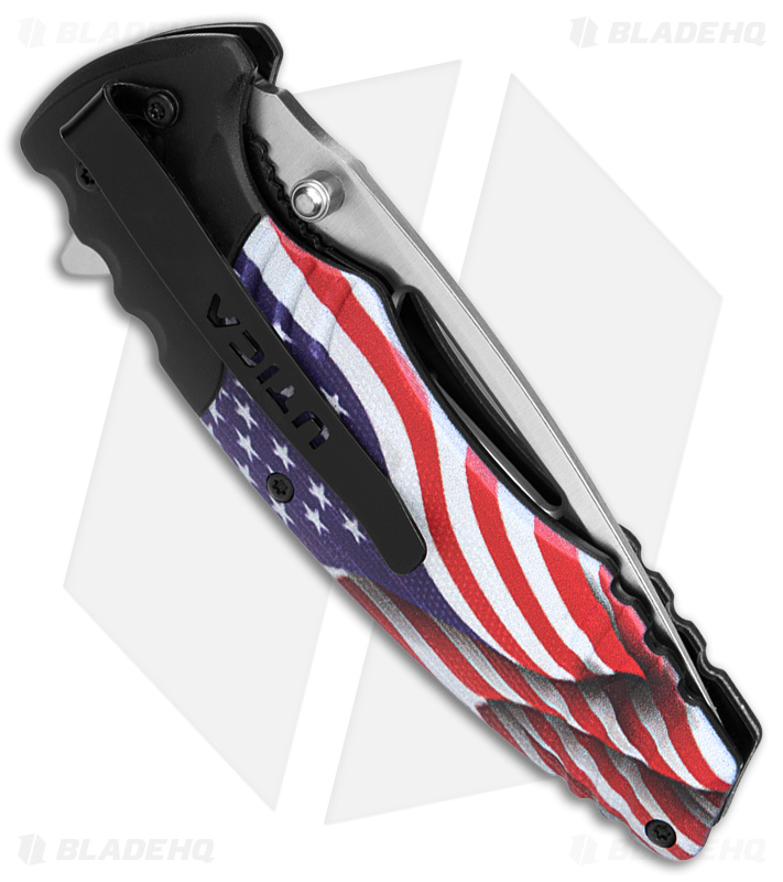 Utica Stealth Dog V Pocket Knife USA Flag - Blade HQ