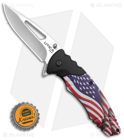 Utica Stealth Dog V Pocket Knife USA Flag - Blade HQ