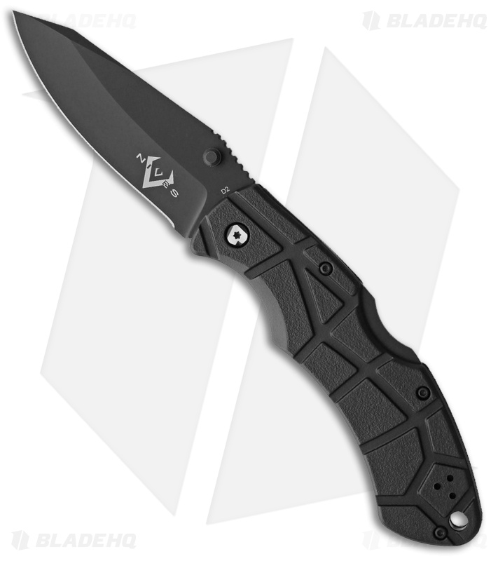V NIVES Rocky II Lockback Knife Black Sculpted FRN (3.25" Black)