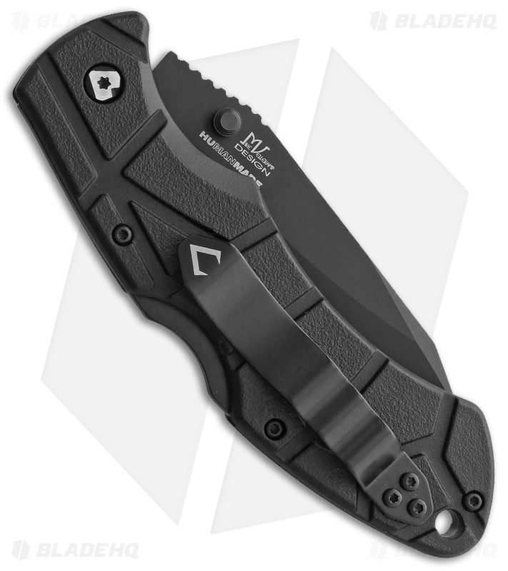 V NIVES Rocky II Lockback Knife Black Sculpted FRN (3.25" Black)