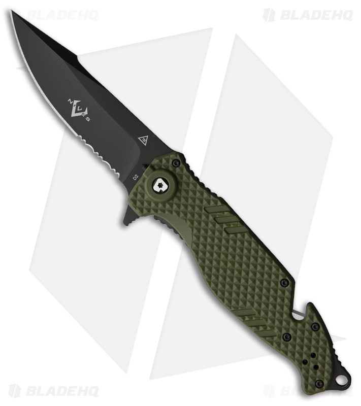 V Nives TGL Trailblazer Liner Lock Knife OD Green FRN (3.75" Black)
